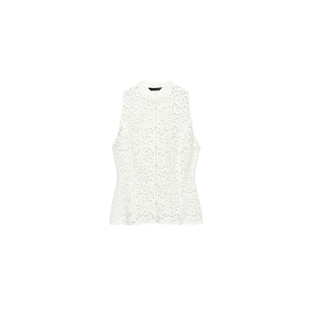 Zara GUIPURE FIREMAN CLASP TOP in White - Picture 1 of 3